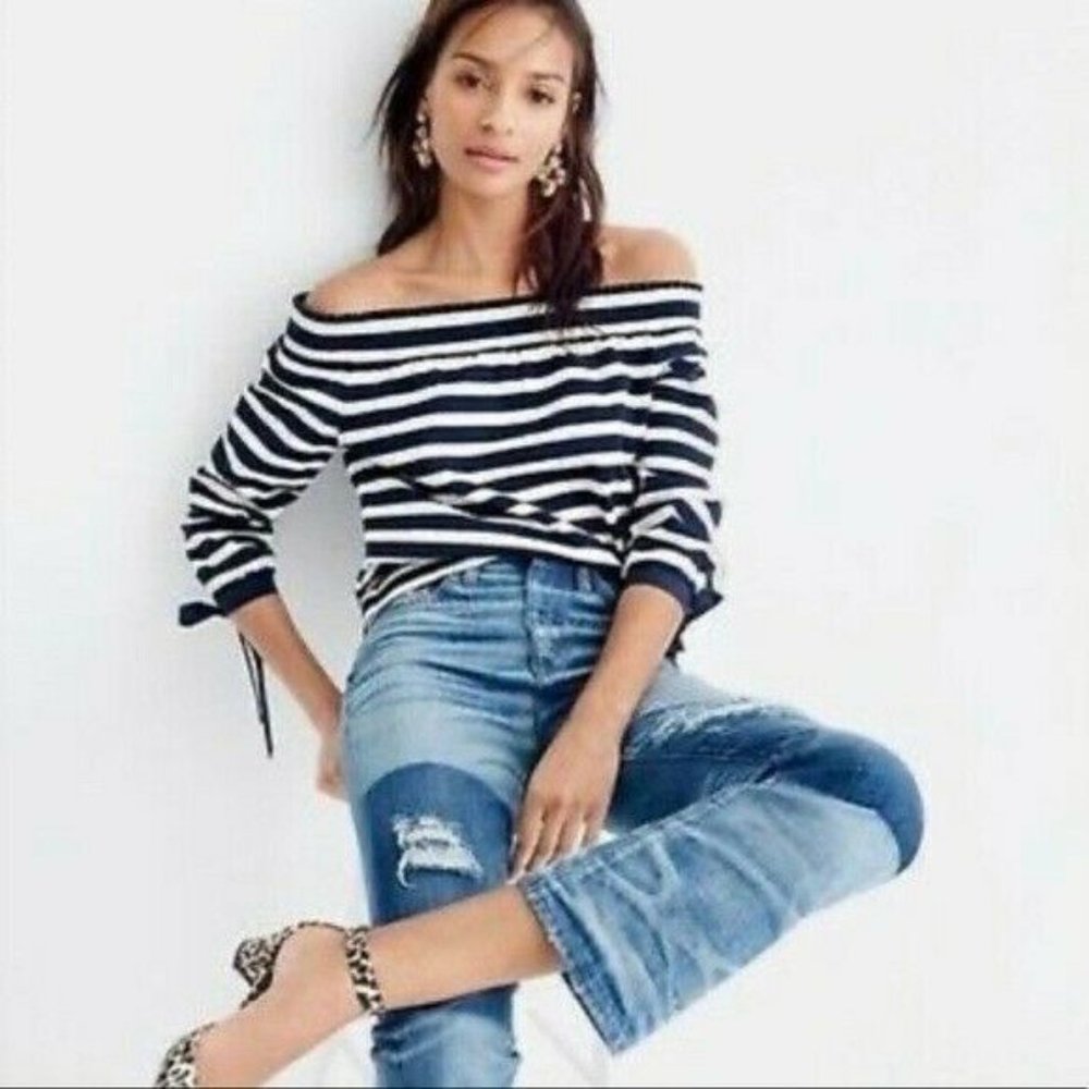 JCrew Navy Strip Top - Sz S